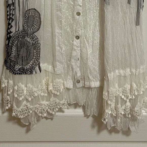 LIKE NEW! Women's Elena Wang Sheer Boho Layered Top - MEDIUM - Picture 5 of 13